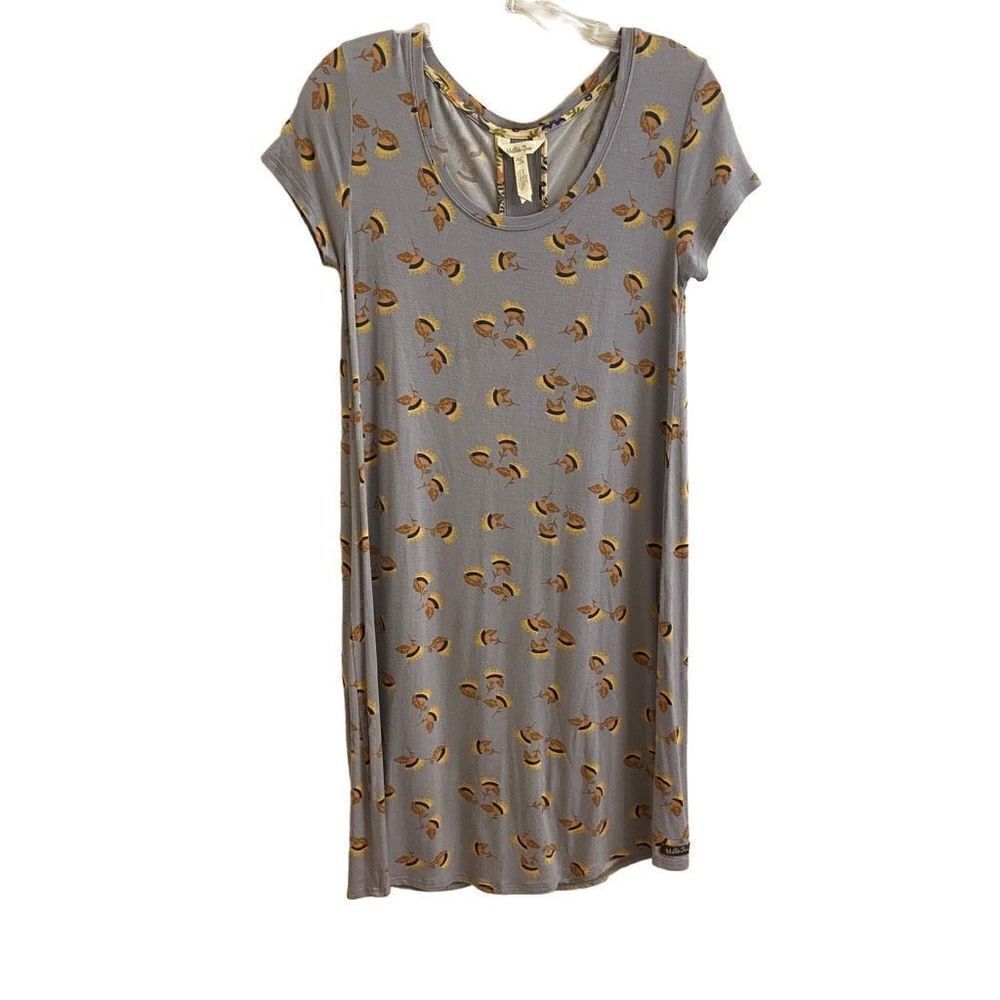 Matilda Jane Adventure Begins Write It Down Swing Dress Gray Floral XS